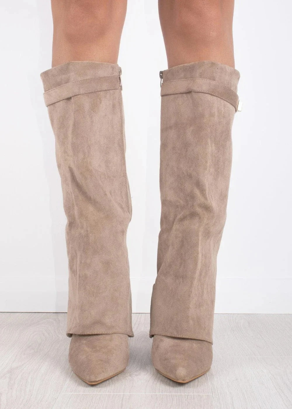 Faux Suede Foldover Boots